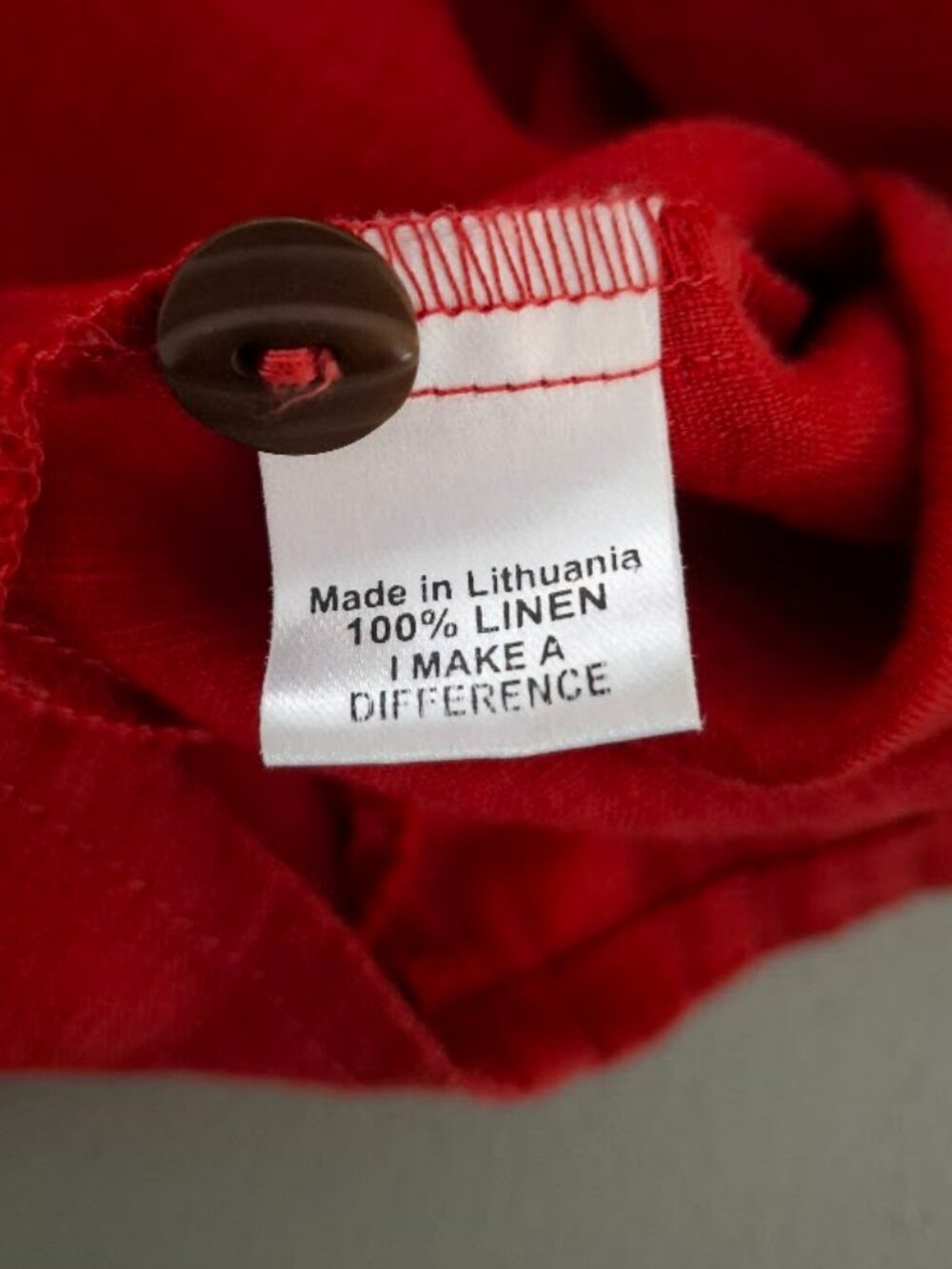 FLAX Red Linen Button Front Shirt Plus Size 2G Lagenlook Holiday Boho Tunic EUC - Picture 5 of 11